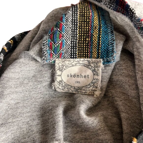 Skonhet Aztec Tribal Gray Long Sleeve Lace Up Front Hood Size 2XL - Picture 11 of 12